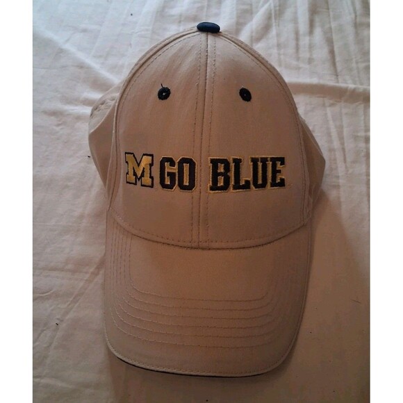 Vintage Michigan Wolverines Go Blue White Adjustable Hat Cap VGC VTG - Picture 1 of 4